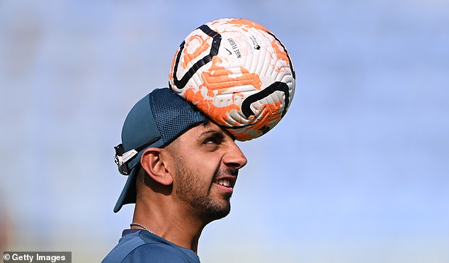 On the ball: Bashir showed during training yesterday that he is a man of many talents