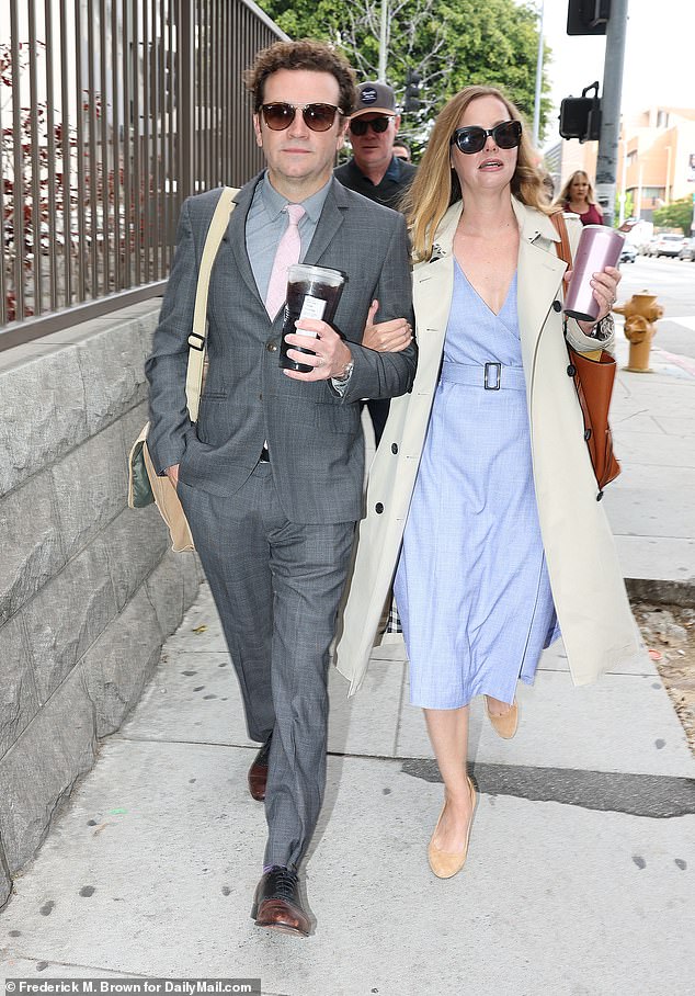 Danny Masterson and Bijou Phillips arrive in court at the Los Angeles Superior Courthouse on May 12, 2023 in Los Angeles, California