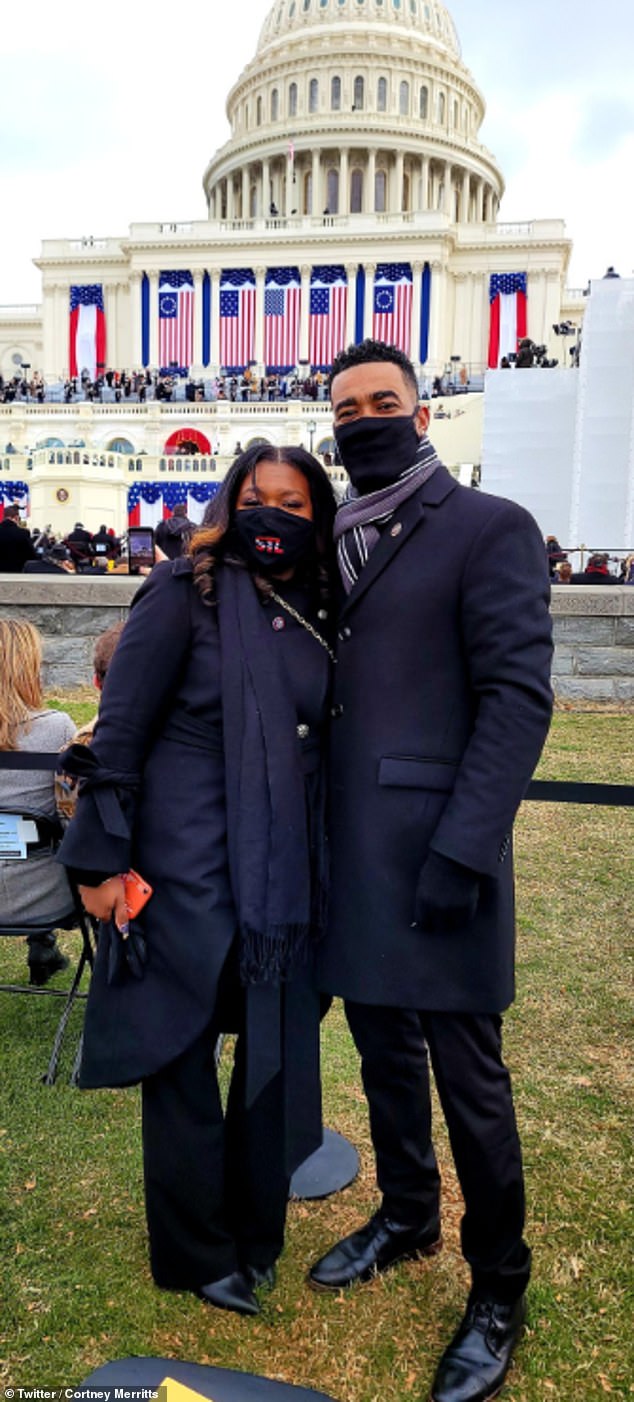 Cori Bush + Cortney Merritts together at the 2020 Inauguration