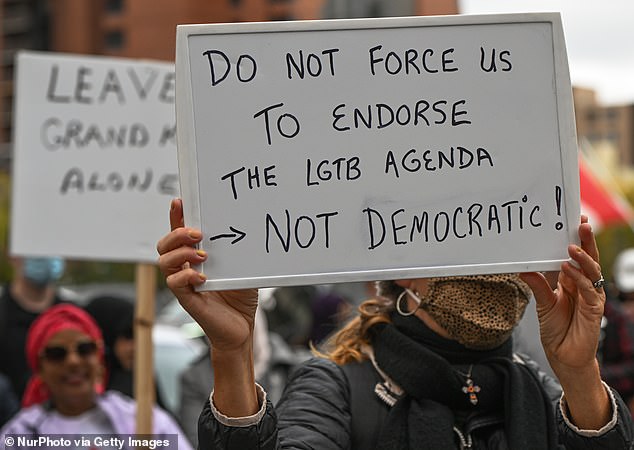 The Calgary activists took to the streets to call for stricter regulations on LGBTQ+ education in Alberta