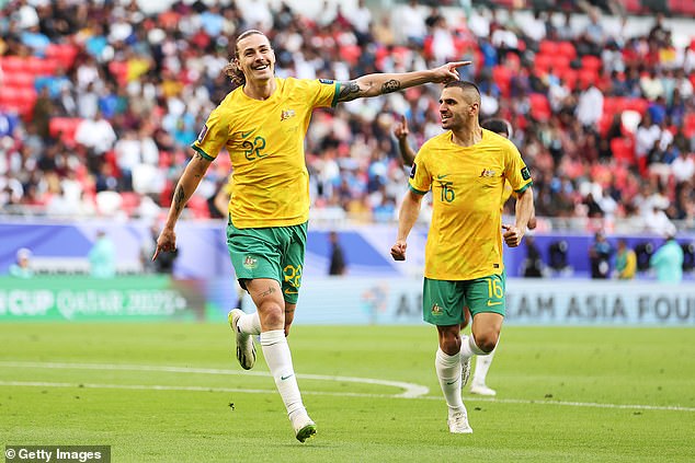 Football Australia is the governing body for all teams of the code below (pictured, Socceroos star Jackson Irvine celebrates scoring a goal during the Asian Cup)