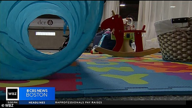 A children's playground has been set up in the sports center