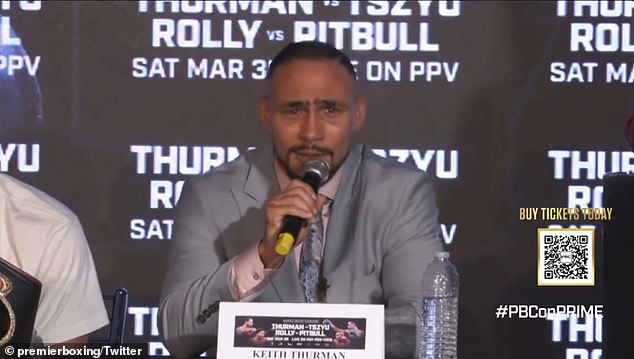 Thurman, 35, was in a playful mood but on fight night he promised to send the Australian home with 'tail tucked in and head down'