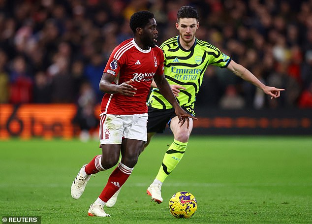 Orel Mangala (left) is set to leave Nottingham Forest to sign for Lyon in France