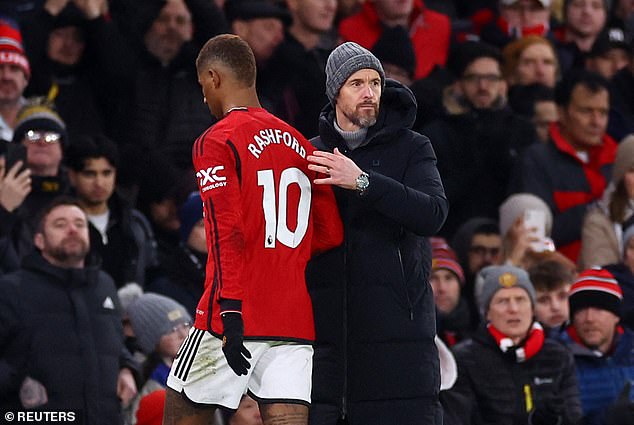 Rashford had missed United's match against Newport County last weekend, with Ten Hag calling on the striker to 'focus on football'