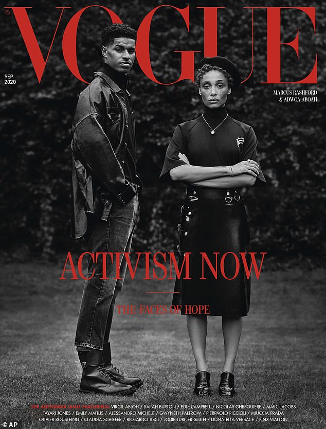 Rashford, who successfully campaigned during the coronavirus lockdown to force the British government to provide free food vouchers to poor families, appeared on the cover of Vogue in 2020