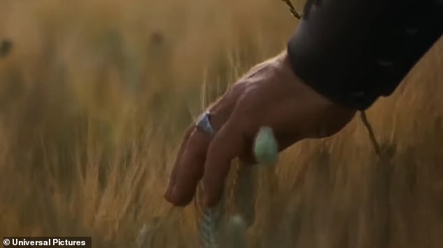 Accompanied by a film crew, the shock jock recreated the iconic scene of character Maximus, played by Hollywood star Russell running his hand through wheat.