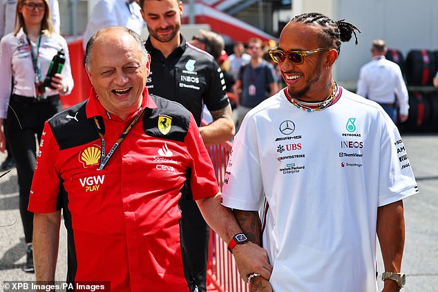 Hamilton shared a joke with Ferrari boss Frederic Vasseur in Azerbaijan last year