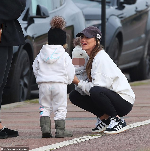 Lauryn Goodman has two love children with married footballer Walker, three-year-old son Kairo and a six-month-old daughter (pictured in Brighton last month)