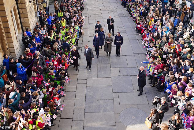 Queen Camilla meets members of the public ahead of attending a celebration service at Bath Abbey