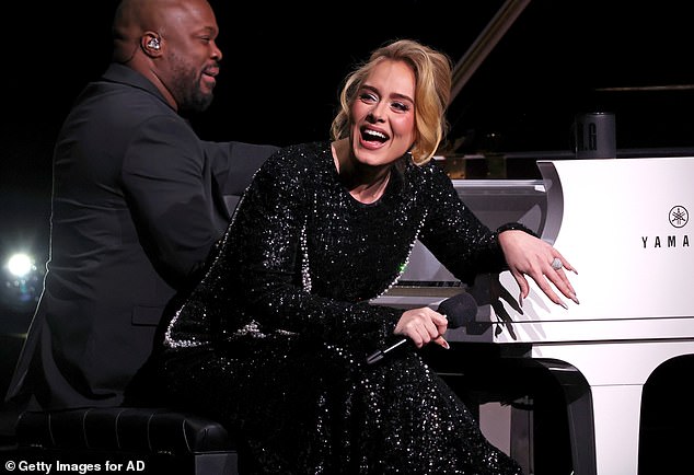 Adele performs on stage during 