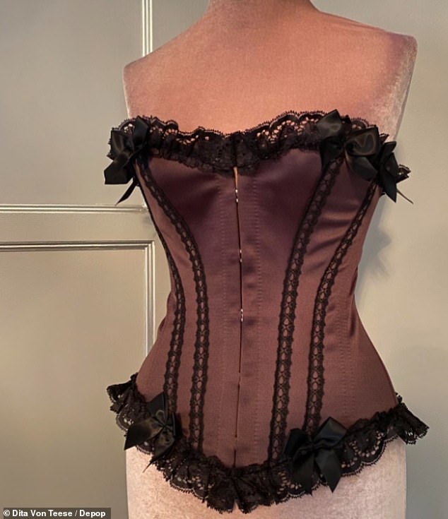 Other items sold on the thrift site include a deep purple lace-trimmed corset from Dita's archives, which sold for a whopping $276.50 – with a 30 percent markdown.