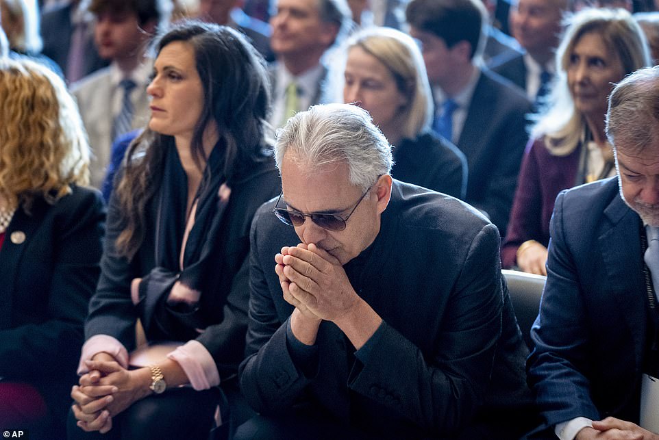 The two men sat next to each other in the front row and both teared up as Italian tenor Andrea Bocelli sang “Amazing Grace.”  Both Johnson and Biden were seen wiping away a tear.  The National Prayer Breakfast is an annual event where the president and elected officials gather to pray.