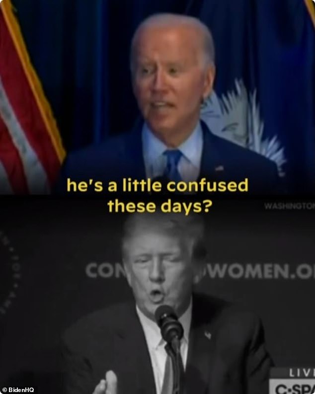 President Joe Biden is quoted in the ad saying, “Have you noticed?  He's a little confused these days.”