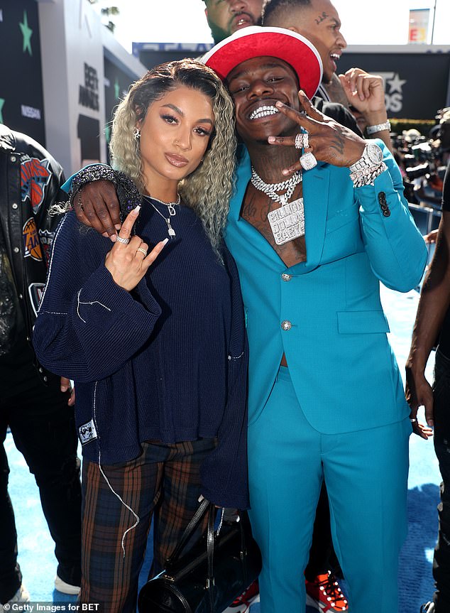 DaniLeigh was first linked to DaBaby featured DaniLeigh in 2020 when she appeared in his music video for Levi High;  They're seen at the 2019 BET Awards together above