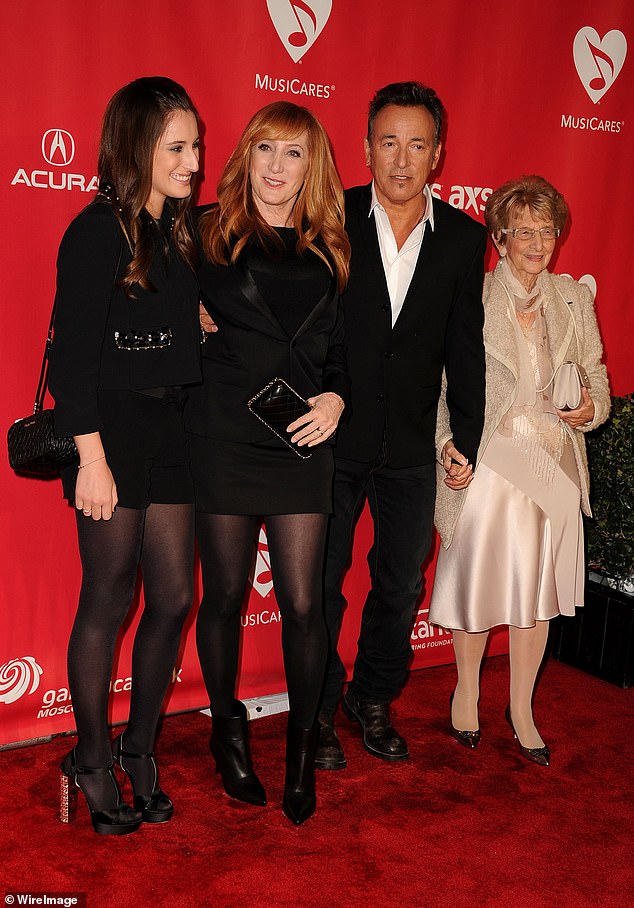 Bruce is pictured with Adele, wife Patti Scialfa and daughter Jessica in 2013