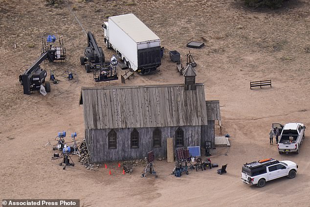 This aerial view shows part of the movie Bonanza Creek Ranch set in Santa Fe on October 23, 2021. The fatal on-set shooting occurred just two days earlier.