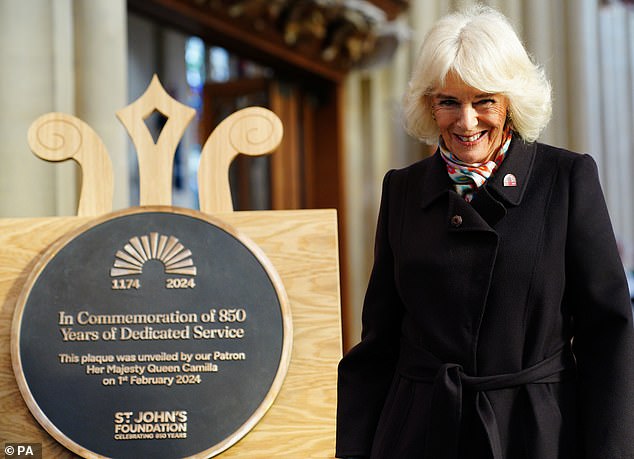 Camilla was at the St John's Foundation almshouses in Bath, which provide accommodation for older adults, to mark the group's 850th anniversary