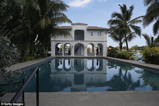 The pool cabana is seen during a tour of Al Capone's former home on March 18, 2015 in Miami Beach, Florida