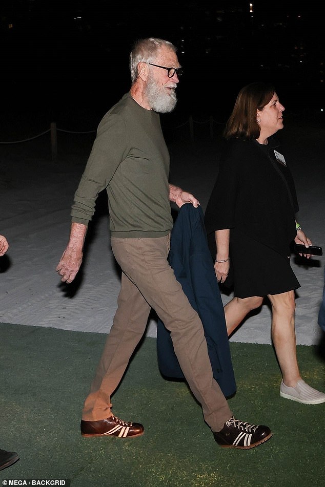 Former talk show host David Letterman sported a thick white beard during the event