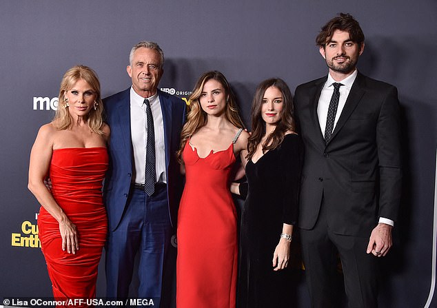 The couple posed on the red carpet with RFK Jr.'s son Conor during HBO's 'Curb Your Enthusiasm' Finale Season Premiere on Tuesday