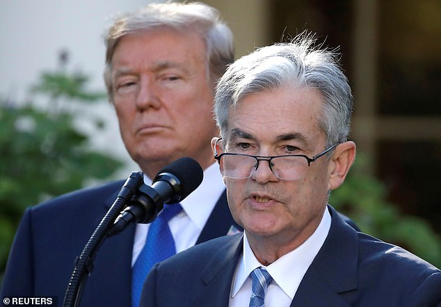 Then-President Donald Trump often clashed with Jerome Powell, whom he nominated as Fed chairman in November 2017 (above)