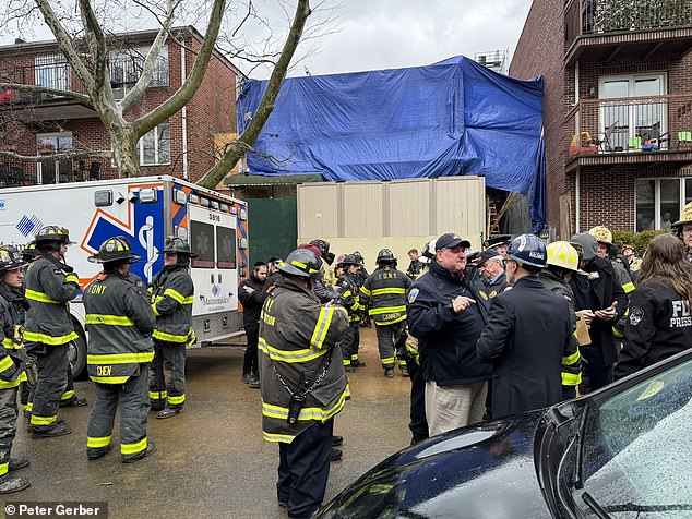 The basement of the building, which was covered in scaffolding, suddenly collapsed and the 33-year-old worker was found unresponsive under the rubble.