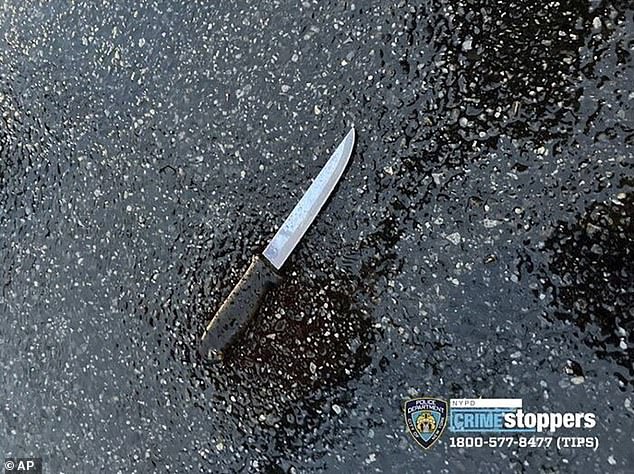 Police have released a photo of the knife a man used to stab four family members to death before setting fire to their home and stabbing two responding officers