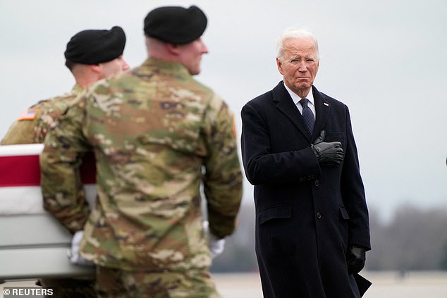 Biden mentioned that he was present at the dignified transfer of the remains of Army Reserve Sergeants William Rivers, Kennedy Sanders and Breonna Moffett, three US service members killed in a drone strike in Jordan