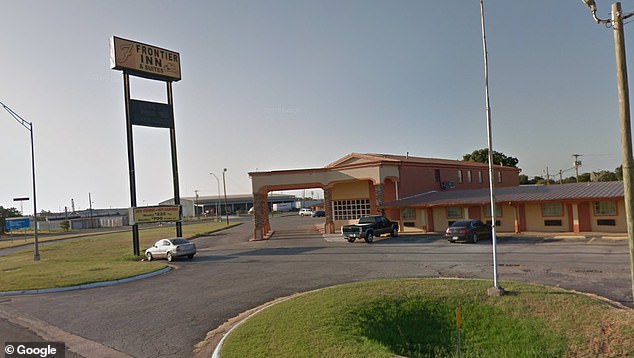 Mason, Trevino, Rocha lived with a fourth adult and four children in two adjoining rooms at the Frontier Inn & Suites in Abilene (pictured), as detailed in an arrest affidavit obtained by DailyMail.com