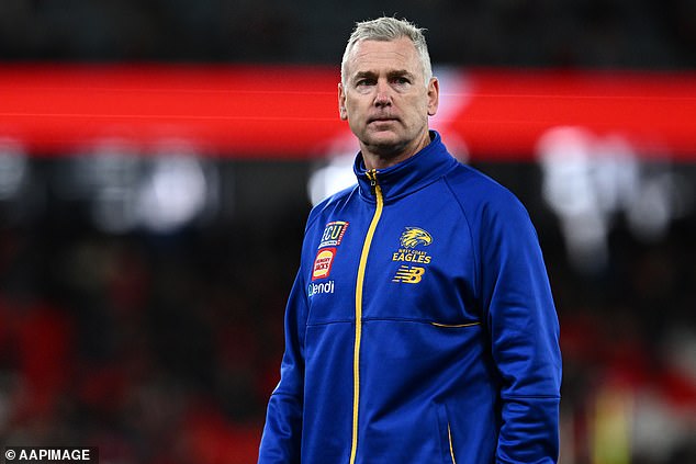 West Coast Eagles coach Adam Simpson happened to be in New York at the time and became part of Mitchell's support crew