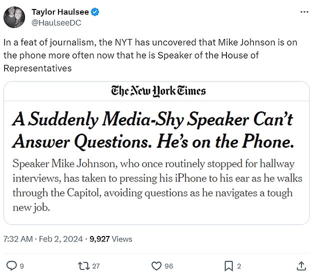 1706916566 734 Speaker Mike Johnsons aides are invading the New York Times