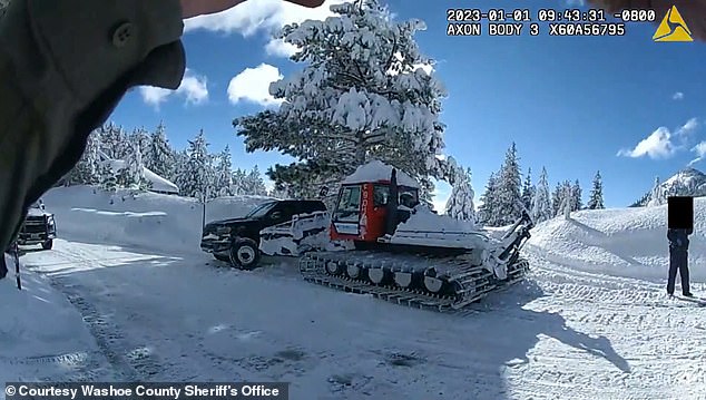 On the day of the accident, Renner was helping his cousin with his car when the 14,000-pound industrial vehicle ran him over, leaving him seriously injured with 35 broken bones, a collapsed lung and a punctured liver.  Photo: The snow plow that the actor drove over