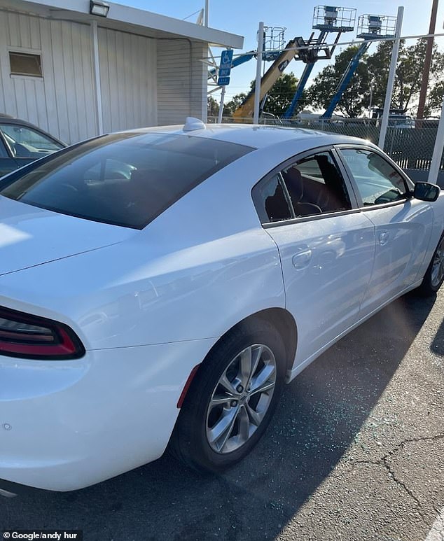 Oakland Mayor Sheng Thao has tried to deflect blame for the rise in crimes, which also included a 38 percent spike in robberies between 2022 and 2023. Pictured: A vehicle broken into at the Shell gas station on Hegenberger Road