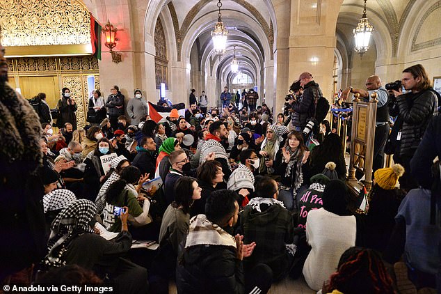 Council members struggled to get through as protesters occupied the building's hallways