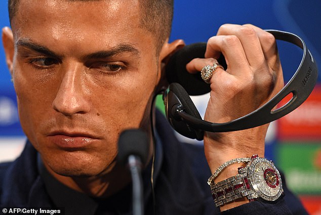 Cristiano Ronaldo wore the £1.6 million Franck Muller Invisible Baguette Diamonds Imperial Tourbillon to a Juventus press conference in 2018