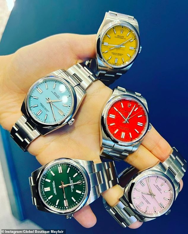 A colorful selection of Rolex Oyster Perpetual watches from Calliste's company