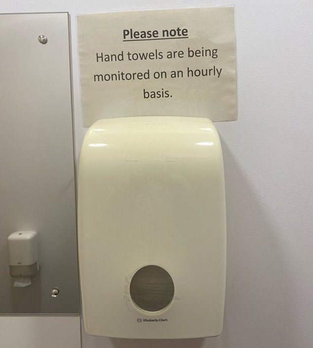 NHS budgets are in the billions and some staff are keen to ensure every penny is well spent, as this so-called health care sign of towels seems to suggest.  Posted by @WallNoise