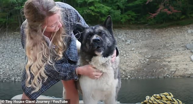 Outside, the tiny house has 400 square feet of deck space where the couple can relax and where their dog Iko can stretch his legs.