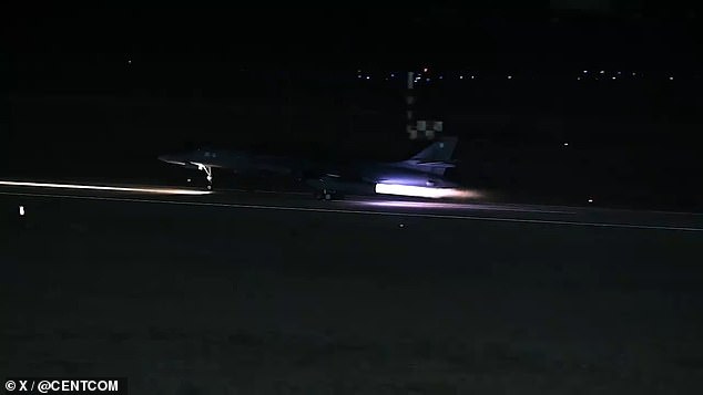 A plane is seen taking off in a video on X shared by CENTCOM - US Central Command