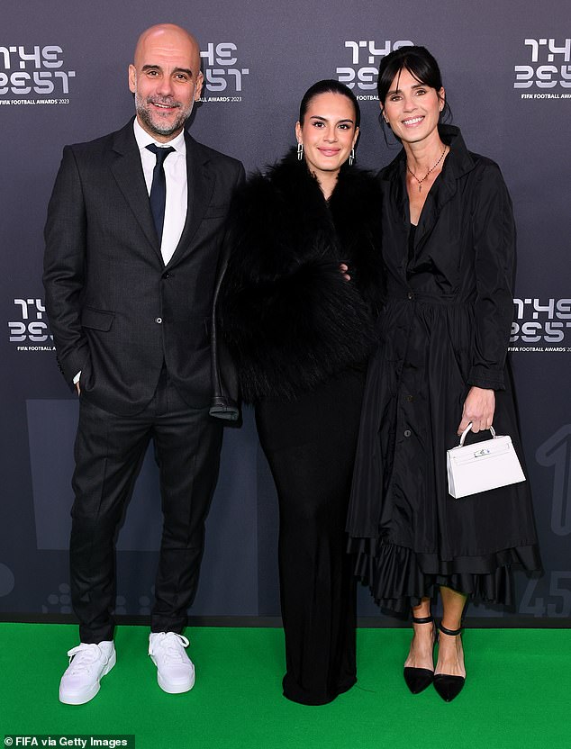 Maria was pictured last month with her father and mother, football manager Cristina