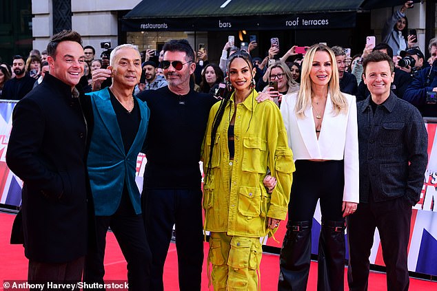 (L-R) Host Ant McPartlin, judges Bruno Tonioli, Simon Cowell, Alesha Dixon, Amanda Holden and presenter Declan Donnelly ahead of auditions at The London Palladium last month