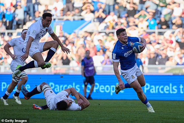 England struggled in defense and were consistently caught in the nick of time, evidenced by Italy's two tries in the first half