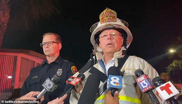 First responders found four trailer homes on fire, one of which contained the crashed plane, city Fire Chief Scott Ehlers (pictured) said during a news briefing Thursday evening