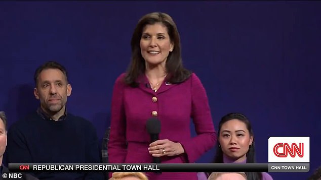 “Yeah, I probably should have said that the first time,” Haley responded before delivering the iconic “Live from New York” line