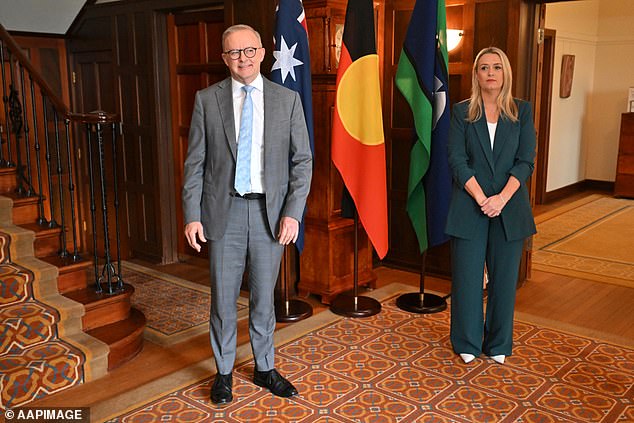 Only 18 percent of voters said they would be worse off as a result of the reworked tax cuts (Photo: Mr Albanese and Ms Haydon at the Lodge in Canberra)