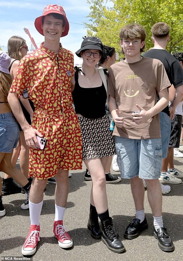 Attendees were all smiles for the cameras as they entered the venue for a day of Laneway fun