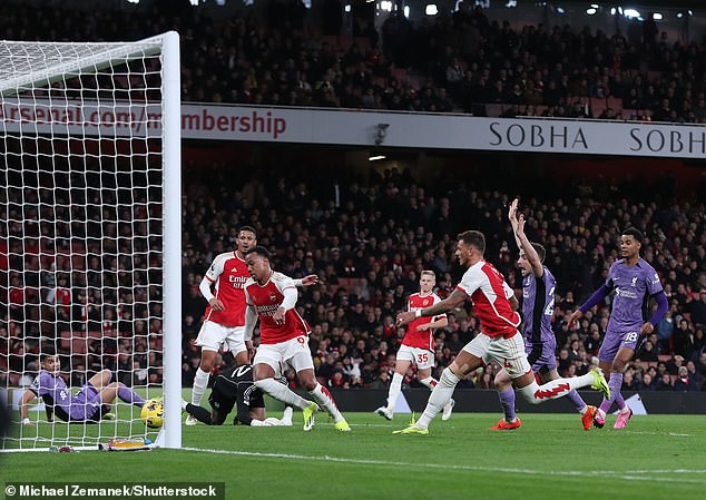 Gabriel turned the ball into his own net after a mix-up between David Raya and William Saliba