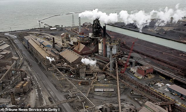 Gary's total population fell from 180,000 people in 1960 to less than half that number today due to job losses.  (Image: An American steel mill in the city in 2007)