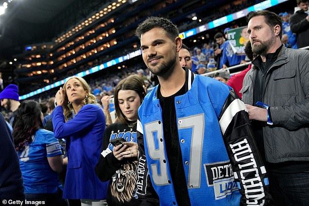 Twilight star Taylor Lautner wore a custom Detroit Lions jacket from Juszczyk during the playoffs